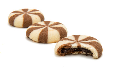 Biscuits with chocolate filling isolated