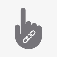 Isolated pointing hand with a broken chain