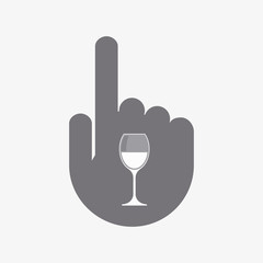 Isolated pointing hand with a cup of wine