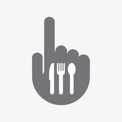 Obraz premium Isolated pointing hand with cutlery