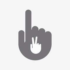 Isolated pointing hand with a victory hand