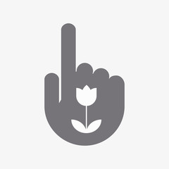 Isolated pointing hand with a tulip