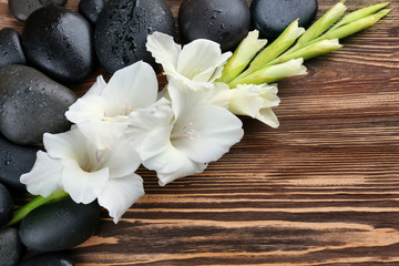 Beautiful spa composition on wooden background