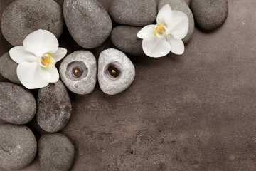 Fototapeta na wymiar Beautiful spa composition on grey background