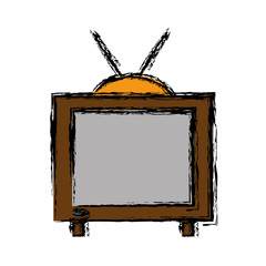retro television icon over white background. colorful design. vector illustration