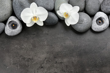 Fototapeta na wymiar Beautiful spa composition on grey background