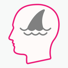 Isolated  head with a shark fin