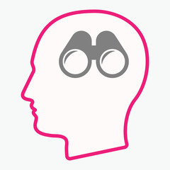 Isolated  head with a binoculars