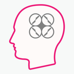 Isolated  head with a drone