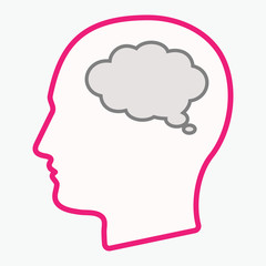 Isolated  head with a comic cloud balloon