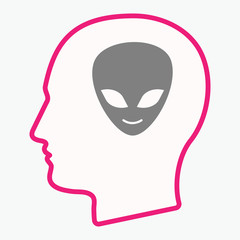Isolated  head with an alien face