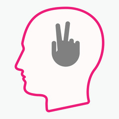 Isolated  head with a victory hand