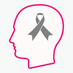 Isolated  head with an awareness ribbon