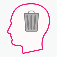 Isolated  head with a trash can
