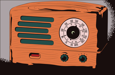 Vector stock illustration. Old radio
