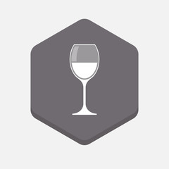 Isolated hexagonal signal with a cup of wine