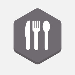 Isolated hexagonal signal with cutlery