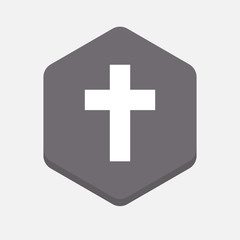 Isolated hexagonal signal with a christian cross