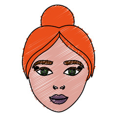 woman face icon over white background. colorful design. vector illustration