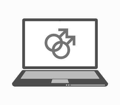 recommend clip art: Isolated line art laptop with a gay sign