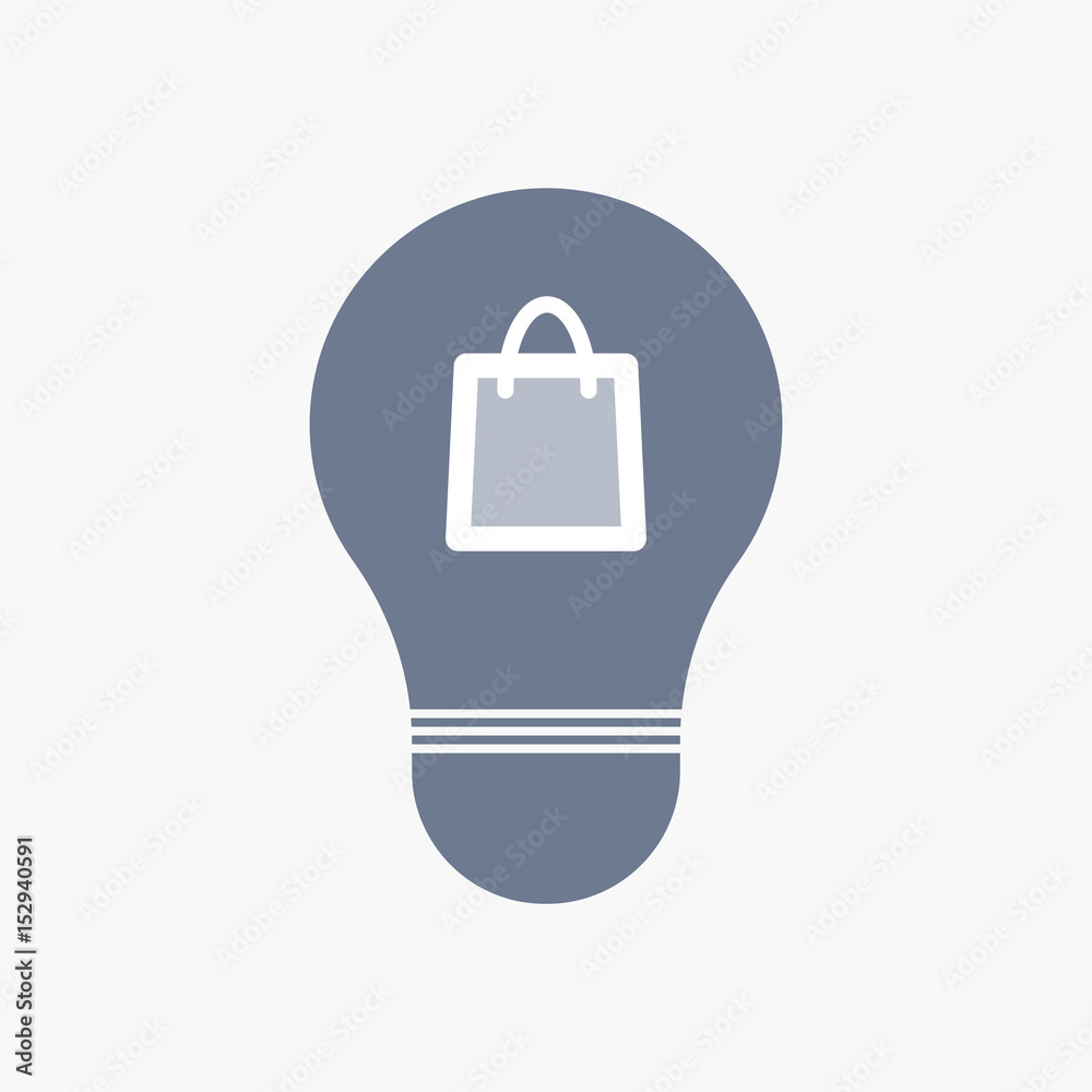 Poster isolated light bulb icon with a shopping bag