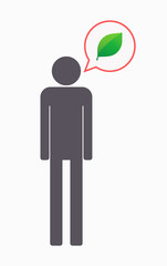 Isolated male pictogram with a green  leaf