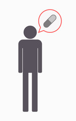 Isolated male pictogram with a pill