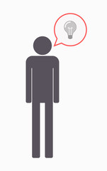 Isolated male pictogram with a light bulb