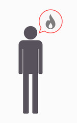 Isolated male pictogram with a flame