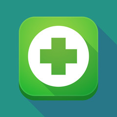 Fototapeta premium Long shadow app icon with a round pharmacy sign