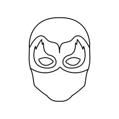 monochrome contour of faceless man superhero masked with mask shape of flame around the eyes vector illustration