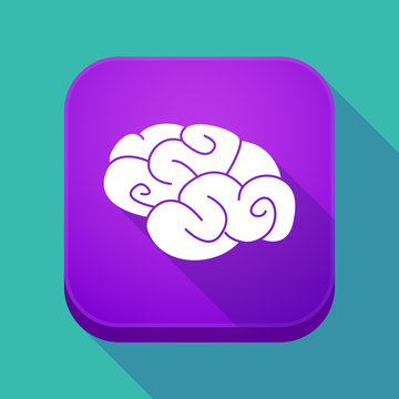 Long shadow app icon with a brain