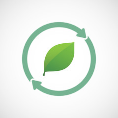 Isolated reuse icon with a green  leaf