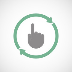 Isolated reuse icon with a pointing hand