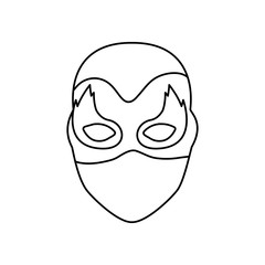 monochrome contour of faceless female superhero with mask and flame eyes vector illustration