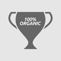 Isolated cup with    the text 100% ORGANIC