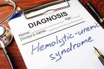 Medical form with diagnosis Hemolytic-uremic syndrome (HUS).