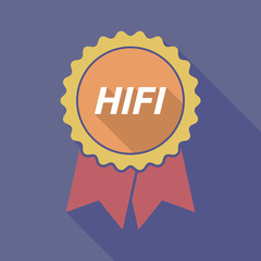 Long shadow badge with    the text HIFI