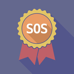 Long shadow badge with    the text SOS