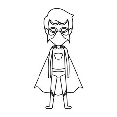 monochrome contour faceless of standing male superhero and masked vector illustration