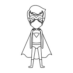 monochrome contour faceless of standing young superhero vector illustration