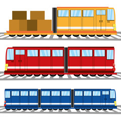 flat set icon train transportation, vector illustration
