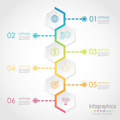 Abstract hexagon business Infographics elements, vector illustration for web design marketing advertising