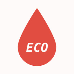 Isolated blood drop with    the text ECO