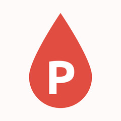 Isolated blood drop with    the letter P