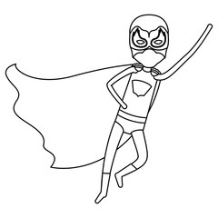 Fototapeta premium monochrome contour faceless of superhero boy flying in diagonal direction vector illustration