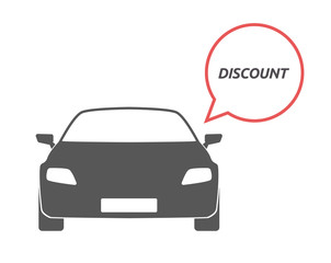 Isolated car with    the text DISCOUNT