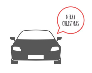 Isolated car with    the text MERRY CHRISTMAS