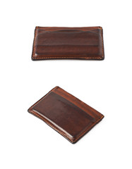 Leather card holder wallet isolated