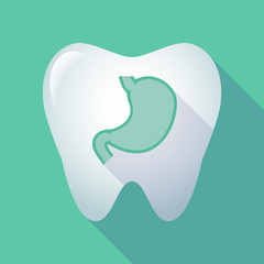 Long shadow tooth with  a healthy human stomach icon